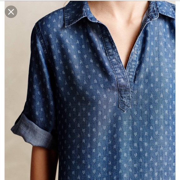 Cloth & Stone Diamond Dot chambray shirt dress S - Picture 3 of 8